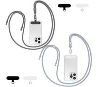 （Grigio Chiaro Grigio Scuro)Qyoocom Cordino per Cellulare Telefono Universale*2 Patch*4,Regolabile Laccio per Cellulare Elegante y Duradero