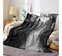 Grigio Coperta in Pile Fiume della città retrò 200x220 cm Morbida Leggera Ultra Calda per Letto Divano Campeggio e Viaggi Tutte le Stagioni