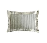 Grigio Decorativo Copricuscino lombare 30 x 45 cm | Moderno Raso Fodera per cuscino A strisce | Cristallo ricamato a mano Federe per divano, sofà e letto, arredamento per la casa - Radiant Charm