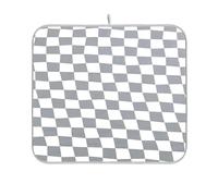 Grigio e Bianco A Scacchi Plaid Piatto Mat Cucina Contatore Gadget Scolapiatti Tappetino Assorbente Acqua Pad per Cucina 16 x 18
