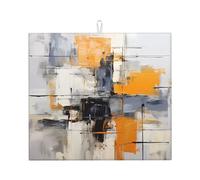 Grigio e Giallo Astratto Pittura Stampe Cucina Piano di Lavoro Tappetino assorbente Assorbente Acqua e Antiscivolo per Stoviglie Cucina Piano di Lavello