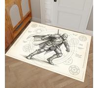 Grigio Effetto Invecchiato Zerbino Interno, Linee Guerrieri Corazzati Antiscivolo Lavabile In Lavatrice Resistente Allo Sporco Per Interno Porta D'Ingresso Principale, Porta Sul Retro, 60 x 90 cm
