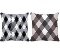 Grigio Federe Cuscini Divano 55x55 Cuscini da Esterno Impermeabili Lino Set di 2 Motivo a scacchi Cushion Covers per Camera da Letto Soggiorno Divano Primavera Estate Esterno Giardino Panca 1-1805k