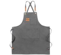 Grigio Grembiuli in Tela, Lavoro Grembiuli per Uomini e Donne, Regolabile Grembiule da Cuoco con 3 Tasche, Grembiule per Servire Cucina, Cottura, Pittura, Artista, Croce Posteriore