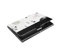 Grigio gru fiore ventaglio sottile porta biglietti da visita organizzatore con pelle e acciaio inox porta carte di credito per proteggere le vostre carte