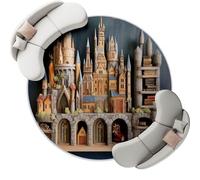 Grigio Marrone Tappeto Rotondo Salotto, 60 cm Retrò Castello Muro Di Pietra Stampa Morbido Tappetini Antiscivolo Tappeto per Bambini Cameretta Cucina Casa Zona Balcone Tappet Tavolino