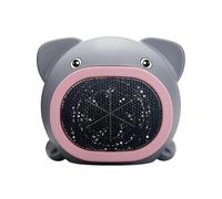 (Grigio) Mini scaldavivande elettrico a forma di maialino da cartone animato, ventilatore da tavolo, soffiatore d'aria calda per casa e uffi