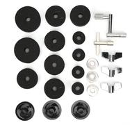 Grigio Morbido Rotondo, Kit di Piatti in Feltro 23pc Kit Non Slip con Supporto per Supporto di Base Sostituzione e Accessori a Percussione Dadi Ala M Grigio (BLACK)