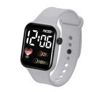 (grigio)Orologio elettronico a LED arcobaleno quadrato impermeabile digitale per studenti sportivi all'aperto