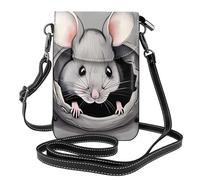 Grigio rat Piccola Borsa a Tracolla per Telefono per Le Donne PU Pelle Portafoglio Flip con Slot per Schede Cinghia Regolabile