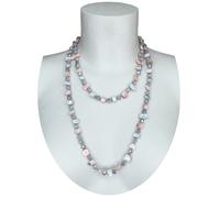 Grigio Rosa Collana Lunga Madreperla,perle,pietre Dure,cristalli da donna M/53