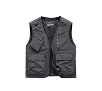 ,Grigio,S,Gilet da Uomo alla Moda Multi-Tasca Giacca Smanicata Larga Abbigliamento da Esterno Gilet da Pesca Gilet da Fotografia