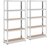 Grigio Scaffale metallico - 90 x 30 x 180 cm - 5 x 175 kg - Grigio - 2 pezzi | MSW