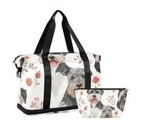 Grigio Schnauzer Dog Travel Bag Carry On Weekend Bag con tracolla regolabile per trekking multifunzionale, Cane Schnauzer grigio, 1 size