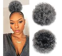 Grigio scuro ricci afro Puff pizzo treccia corta afro chignon estensioni sintetiche Updo per le donne nere