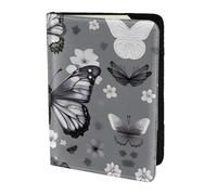 Grigio Teal Farfalla Stampa Porta Passaporto Per Viaggio Must Have, Custodia per Passaporto Per Accessori Da Viaggio Per Donne Uomini, Nero, One Size