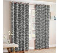 Grigio Tende Termiche Oscuranti Spina di pesce geometrica Stampa 3D su Poliestere Set 2 Pannelli 140L x 175A cm con Occhielli Camera Matrimoniale Soggiorno Cameretta