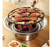 Griglia a carbone Coreano Barbecue Grill Portatile in Acciaio Inox Antiaderente Stufa a carbone per Campeggio Esterno Barbecue Grill 34,8 cm Piccola Griglia di Cottura Esterna
