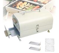 Griglia A Carbone Da Tavolo, Griglia Portatile Con Manico In Legno E Serratura, Adatta Per Barbecue E Frittura, Picnic E Preparazione Del Tè Intorno Ai Fornelli,White