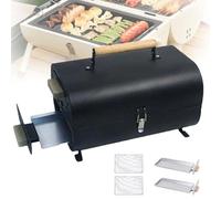 Griglia A Carbone Da Tavolo, Griglia Portatile Con Manico In Legno E Serratura, Adatta Per Barbecue E Frittura, Picnic E Preparazione Del Tè Intorno Ai Fornelli,Black