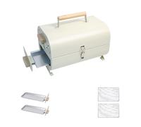 Griglia A Carbone Da Tavolo, Griglia Portatile Con Manico In Legno E Serratura, Adatta Per Barbecue E Frittura, Picnic E Preparazione Del Tè Intorno Ai Fornelli,3-pcs
