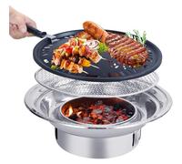 Griglia a carbone portatile, antiaderente, stile coreano, perfetta per campeggio all'aperto e riunioni domestiche, compatta e facile da usare, ideale per gli amanti del barbecue