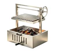 Griglia a carbone portatile per esterni, corpo e griglia in acciaio inox, altezza regolabile per il controllo della temperatura, integrata o da tavolo per grigliare perfettamente