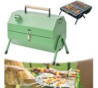 Griglia a Carbone Portatile Verde, Pit Barbecue Compatto da 18 cenni con Vassoio di griglia e frassoio Rimovibile, Design Senza Fumo di assemblaggio Facile per Il Picnic del Cortile del Campeggio
