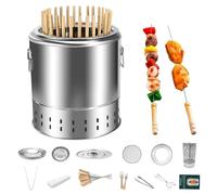 Griglia a carbone portatile verticale per barbecue, affumicatore, senza fumo, con grande capacità in acciaio inox, forno diviso girevole a 360°, ideale per cucinare all'aperto