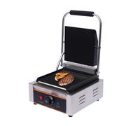 Griglia a contatto scanalata professionale in acciaio inox, griglia a contatto per bistecche, paninimaker multigrill 1800 Watt, panini tostapane elettrico in acciaio inox, piastre rimovibili