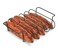 Griglia a costine in metallo antiaderente, supporto per griglia in ferro per coste, barbecue per affumicare, per bistecche, costole di ricambio, pezzi di pollo e verdure, versione stabile, 32 x 25 x 8