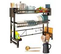 Griglia a secco sul , griglia per piatti di rotazione, scaffale organizzativo per lavello retrattile a 2 livelli, piatti drenanti - mensola portaoggetti da cucina regola