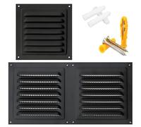 Griglia Aerazione Quadrata, Griglie di Ventilazione in Lega di Alluminio 300mmx150mm 300mmx200mm Con Zanzariera per Uso Interno ed Esterno, HVAC per Bagno, Casa Bianco/Nero(Black,300mmx300mm)