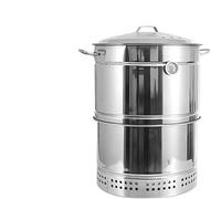 Griglia affumicatrice a carbone in acciaio inox con vaschetta di scarico dell'olio per cucinare all'aperto e barbecue in giardino