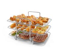 Griglia Airfryer 3 Livelli Rotonda e Rettangolare in Acciaio Lavabile