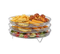 Griglia Airfryer 3 Livelli Rotonda e Rettangolare in Acciaio Lavabile