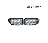 Griglia anteriore a doppio rene (nero argento) per auto da corsa Meteor Diamond Star Style, paraurti
