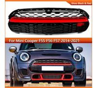 Griglia anteriore Griglie da corsa per BMW Mini Cooper 2014-2021 F55 F56 F57 GP Stile Nero lucido + Rosso Trim Paraurti superiore Cappuccio Griglia a rete Gloss Black with Red