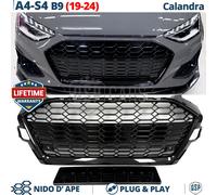 GRIGLIA Anteriore PER Audi A4 B9 S4 19-24 Calandra NIDO D'APE Nero Lucido Tuning