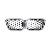 Griglia Anteriore Per BMW Per X3 G01 Per X4 G02 2022+ Griglia Paraurti Anteriore Stile Diamonds Griglia Superiore Stile Doppia Linea Completamente Nera Accessori Griglie Renali Anteriori(Diamond-Silve