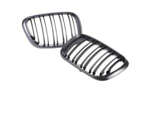 Griglia Anteriore Per BMW Per X5 E53 1999-2003 Paraurti Anteriore Inferiore Rene Racing Grill Doppia Stecca Fibra Carbonio Griglia Radiatore Copertura Griglia paraurti(Dual Mattel black)