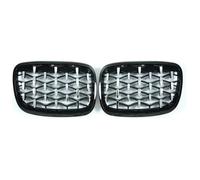 Griglia Anteriore Per BMW Serie 2 F45 228i 220i 235i 2014-2018 Coppia Di Griglie Cromate A Forma Diamante Per Paraurti Anteriore In Stile Meteor Griglie Renali Anteriori(Silver and Black)