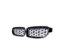 Griglia Anteriore Per BMW Serie 3 F30 F35 F31 2012-2018 Meteor Style Diamond Racing Una Coppia Griglie Cromate A Doppio Rene Paraurti Griglia(Blk Silver)