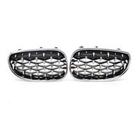 griglia anteriore Una Coppia Car Racing Grill Per BMW E60 E61 Serie 5 Diamond Front Rene Grille Meteor Style Grill Chrome Accessori Auto Griglie Anteriori(Full Silver)