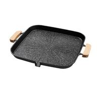 Griglia antiaderente per barbecue da esterno | Padella per barbecue da cucina | Piazza portatile con rivestimento antiaderente e fondo piatto, padella per scarico grasso integrata per Ca