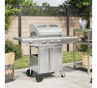 Griglia Barbecue a Gas con 4 Bruciatori Argento in Acciaio