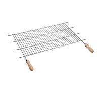Griglia barbecue accorciabile 62,5-72,5x40 cm con manici in legno, in acciaio inossidabile 18/8