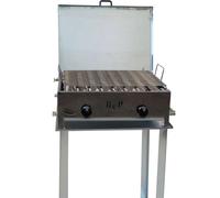 GRIGLIA BARBECUE B & P CERTIFICATA 2 FUOCHI CON TAVOLO + COPERCHIO