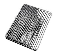 Griglia Barbecue Stainless Steel Cake Cooling Rack Non-stick Baking Pan Bread Biscuit Tray Pizza Barbecue Food Grill Oven Shelf Kitchen Utensils per Campeggio(25x19cm)