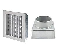 Griglia Bocchetta 16x16cm ALLUMINIO Diam.100mm con Adattatore per Camino
